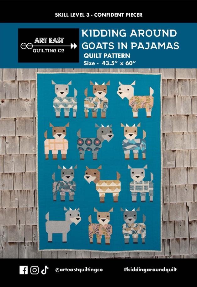 Kidding Around Goats in Pajamas Quilt Pattern by Art East - 43' x 60"