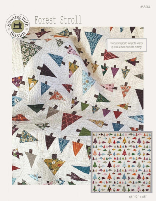 Forest Stroll Quilt Pattern designed by Susan Marth. Finished size 66.5 x 68