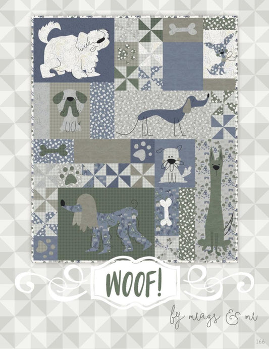 Woof Dog Quilt Pattern by meags & me. Finished size approximately 51" x 60"