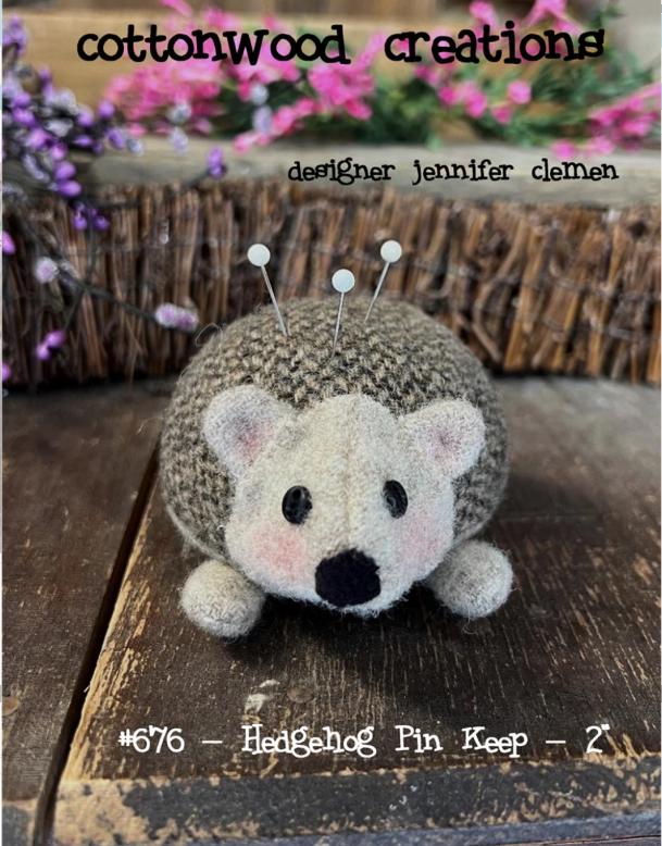 Hedgehog Pin Keep Pattern by Cottonwood Creations - about 2" tall