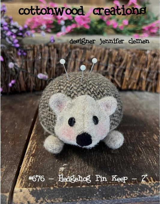 Hedgehog Pin Keep Pattern by Cottonwood Creations - about 2" tall