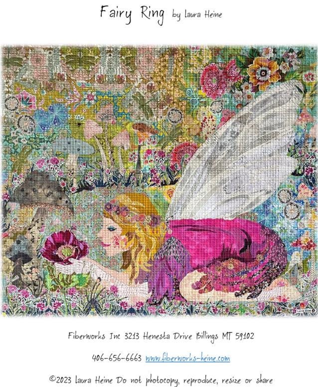 Fairy Ring Collage Quilt Pattern by Laura Heine - Finished size approximately 36.5" w x 44" h