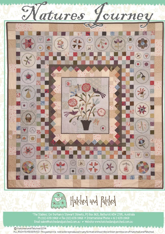 Nature's Journey Quilt Pattern by Anni Downs - finished size 57.5" x 60.5". for Hatched and Patched.