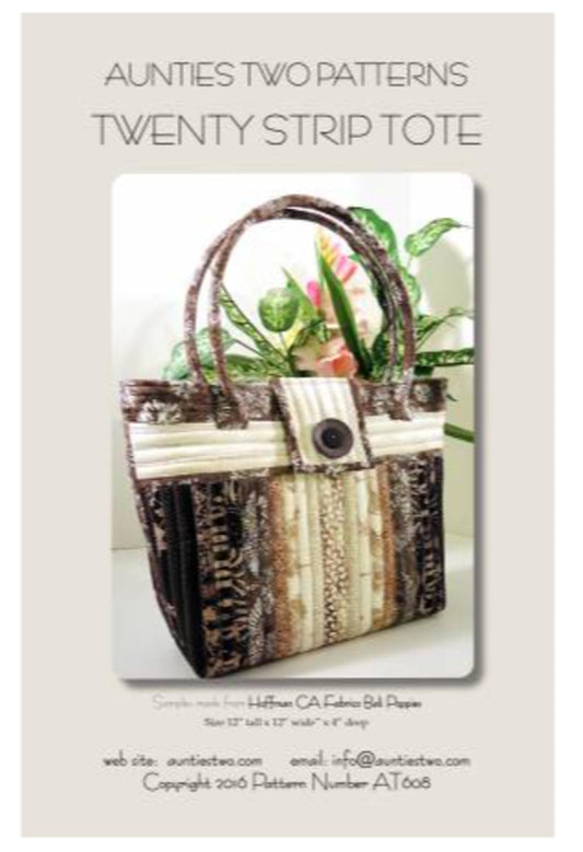 Twenty Strip Tote Pattern by Aunties Two Patterns - 12" x 12" x 4"