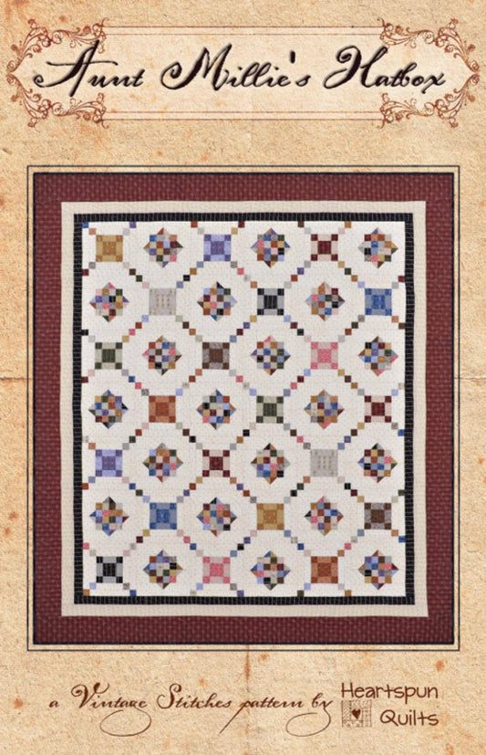 Aunt Millie's Hatbox Quilt Pattern by Pam Buda- Finished size 62" x 70"