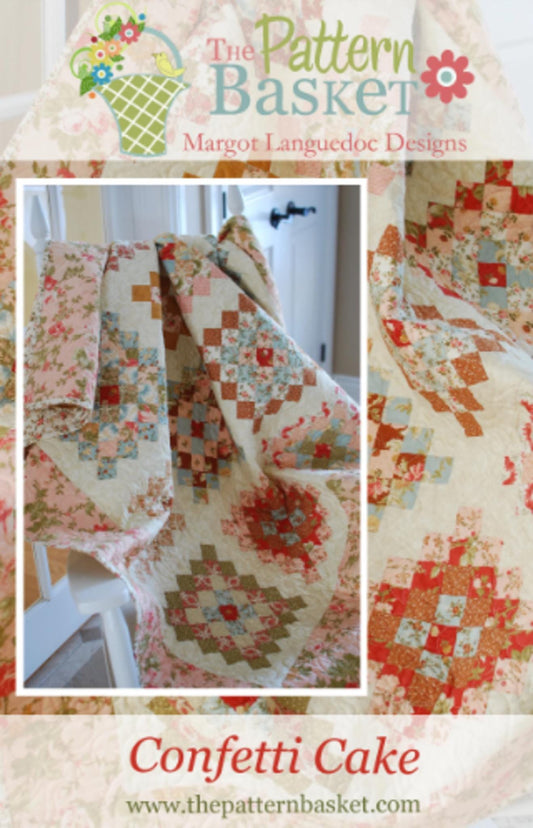 Confetti Cake Quilt Pattern by Margo Languedoc of Pattern Basket - Precut Friendly; 64"x76"