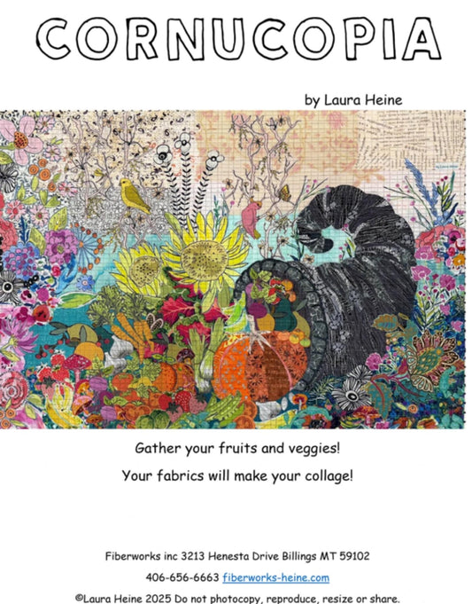 Cornucopia Collage Quilt Pattern by Laura Heine - Finished size approximately 32" w x 23" h