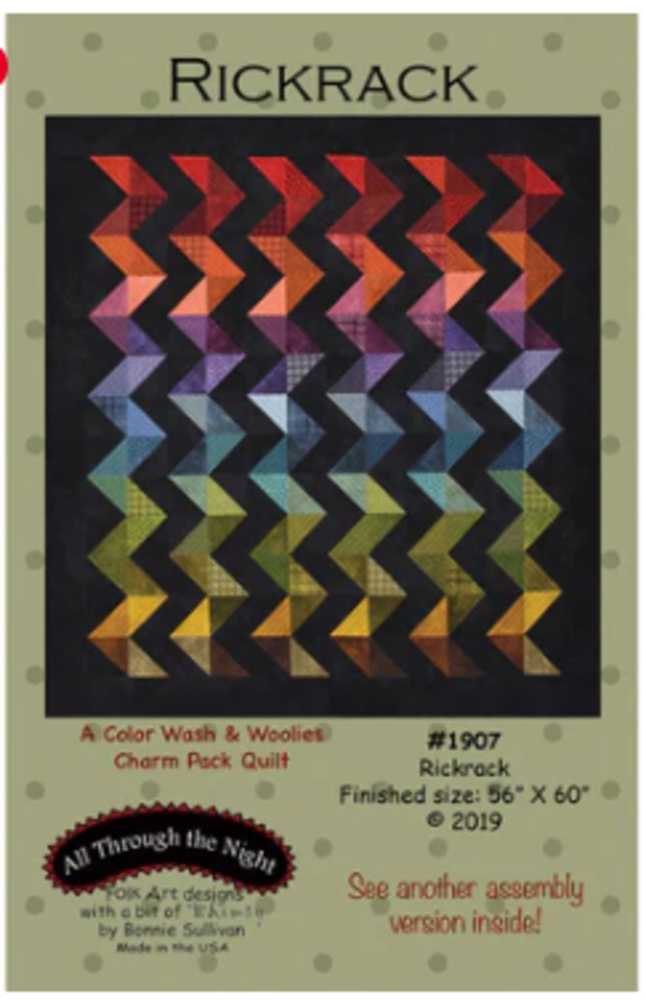 Rickrack Quilt Pattern by Bonnie Sullivan for All Through the Night - Precut Friendly 56" x 60" finished size