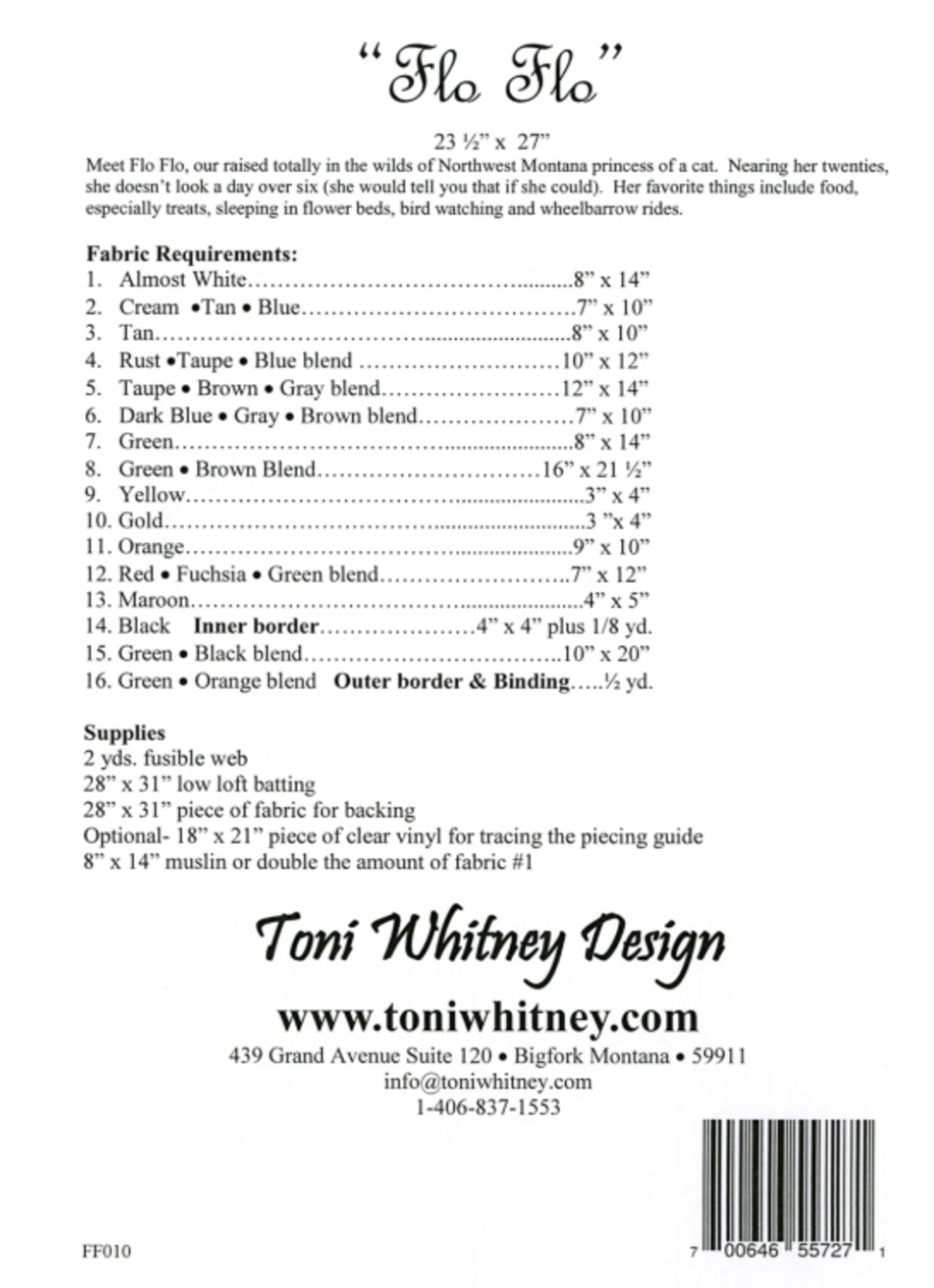 Flo Flo Quilt Pattern by Toni Whitney Design - 23.5 x 27