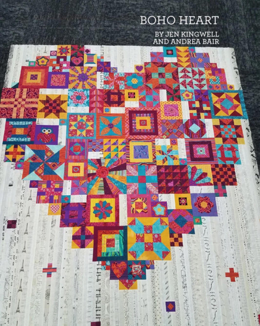 Boho Heart Pattern Booklet by Jen Kingwell Natalie Bird - Finished size 68" x 80"