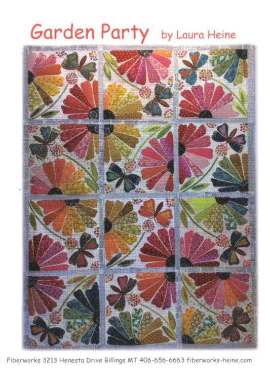 Garden Party Quilt Pattern by Laura Heine - Finished size approximately 66" w x 87.5" h