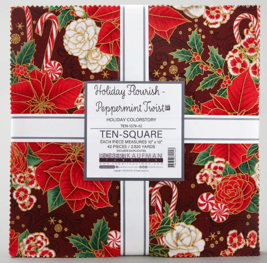 Holiday Flourish - Peppermint Twist Holiday Colorstory 10" squares Layer Cake 42pcs from Robert Kaufman