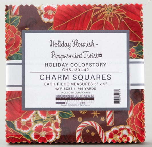 Holiday Flourish - Peppermint Twist Holiday Colorstory Charm Pack 5" Squares - 42pcs from Robert Kaufman