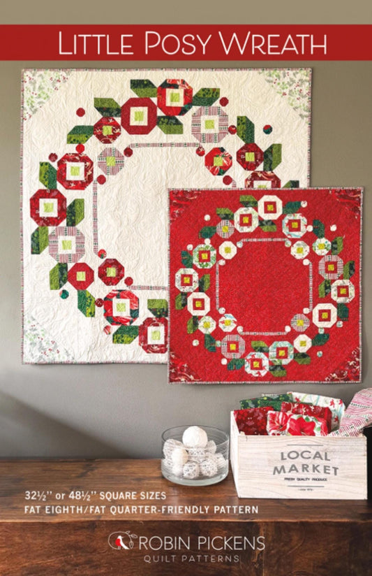 Little Posy Wreath Quilt Pattern by Robin Pickens. Fat Eight and Fat Quarter Friendly, two sizes included.