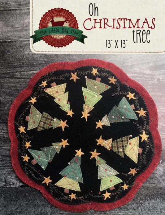 Oh Christmas Tree Wool Mat by Emily McGlothien of Little Red Hen - 13" round