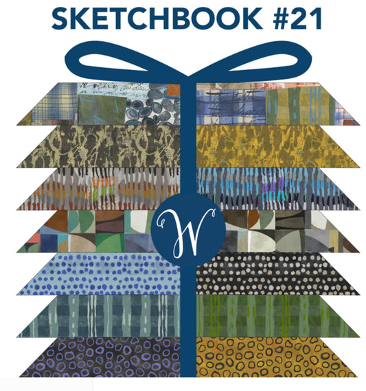 Sketchbook 21 Fat Quarters - 26 piece bundle by Marcia Derse; Free Shipping