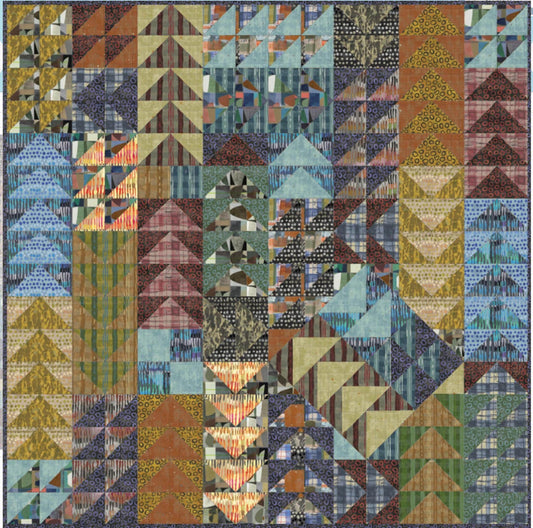 Quilt Kit Sketchbook 21 Up Country 64" x 64" by Natalie Barnes, Sketchbook 21 fabrics by Marica Derse