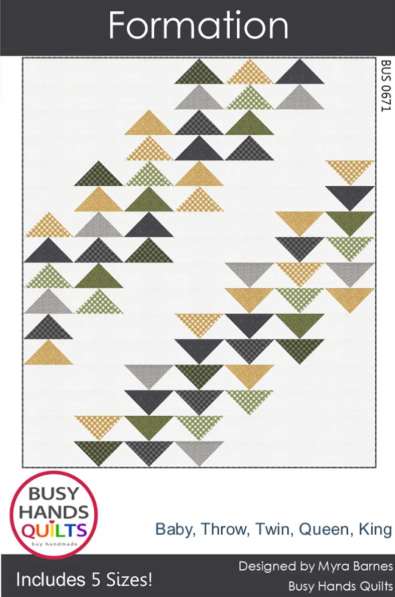 Formation Quilt Pattern by Myra Barnes - includes 5 sizes. Fat Quarter Friendly